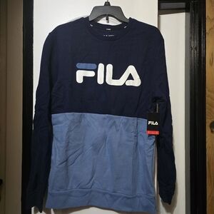 Fila Men's Navy & Light Blue Colorblock Crewneck Sweater Size Medium